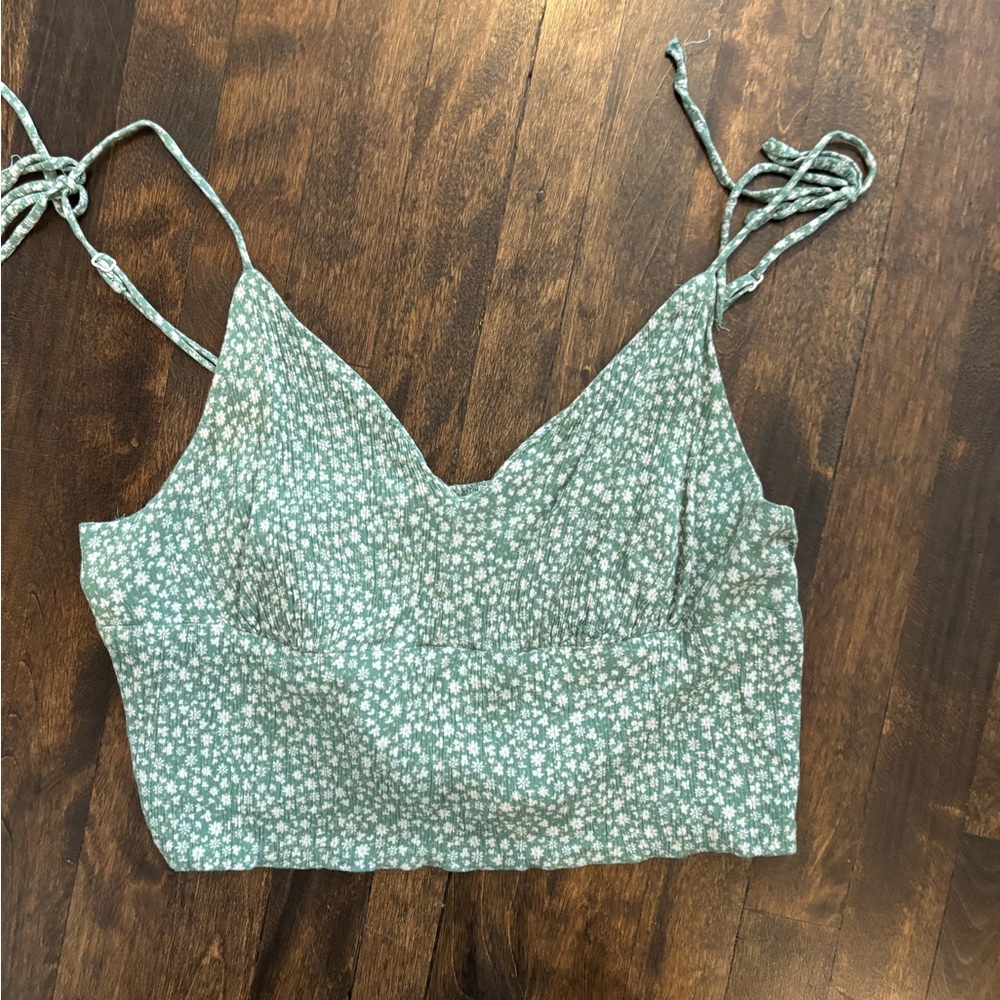 American Eagle  Green Floral Camisole Top